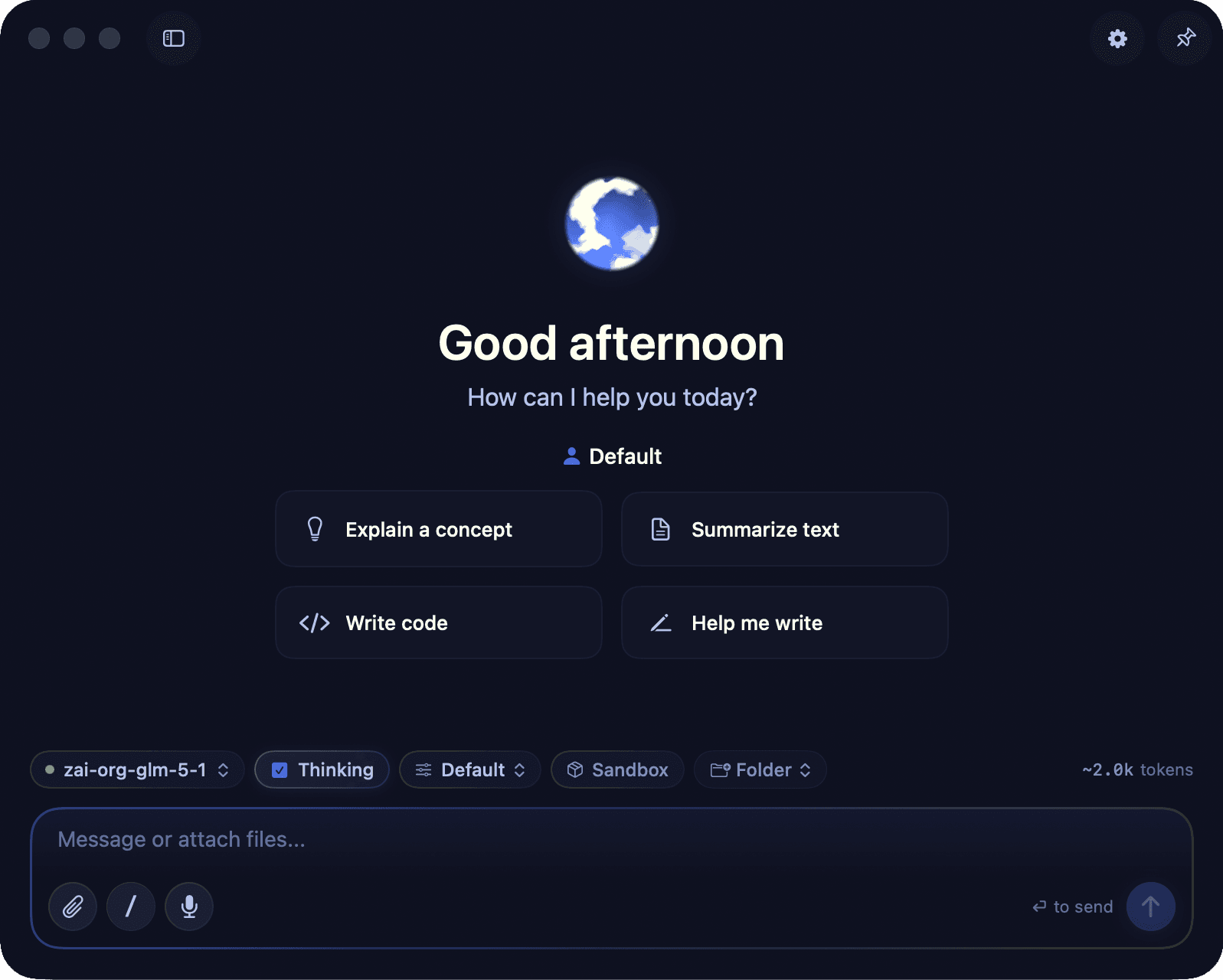 Osaurus dark mode screenshot