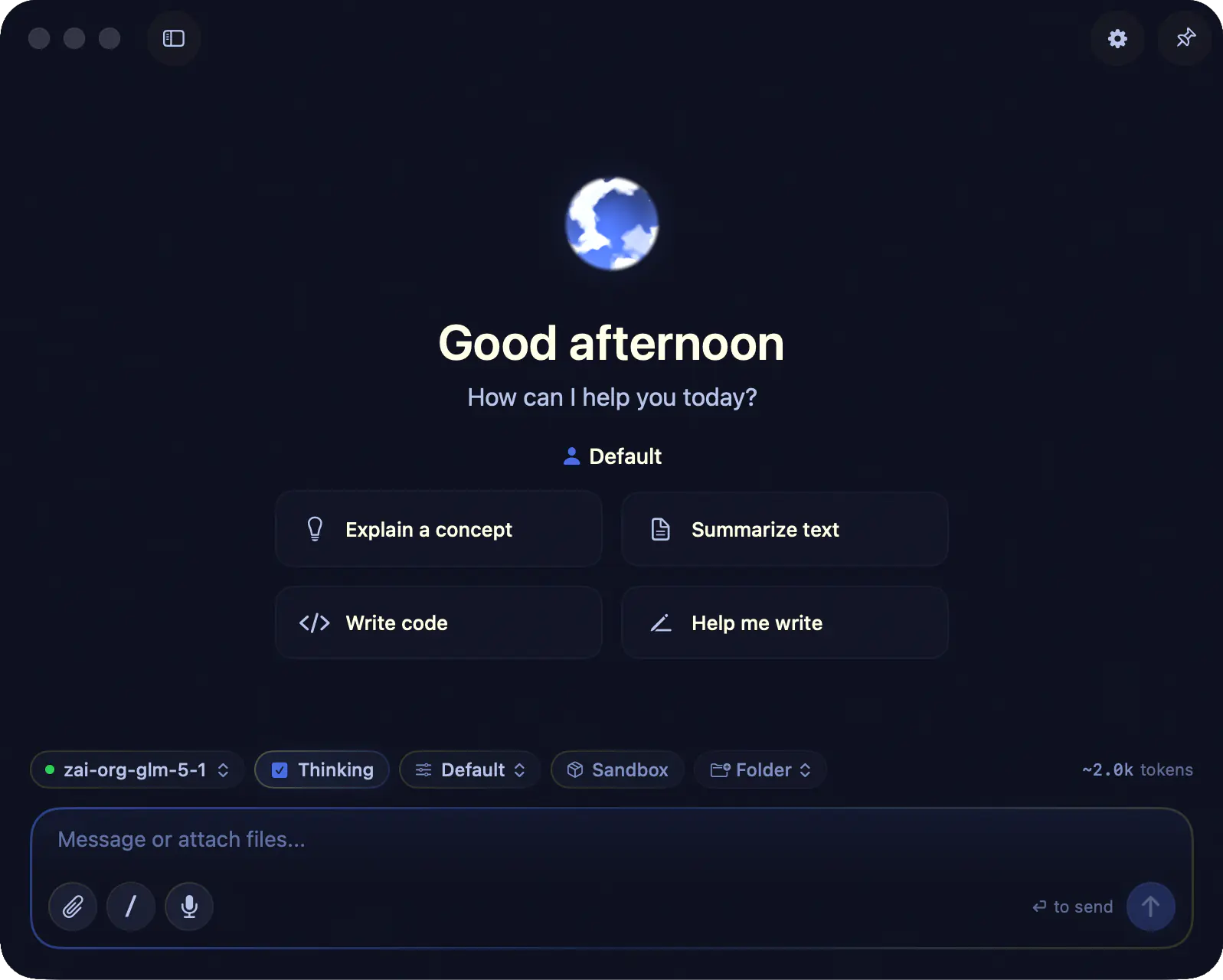 Osaurus dark mode screenshot
